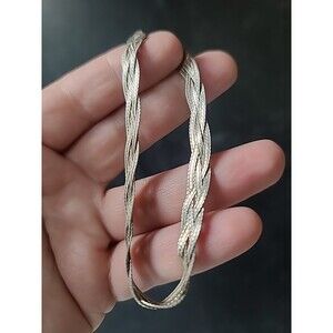 Italian 925 Sterling Silver Braided Chain Bracelet Vintage